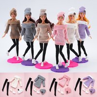 Hot Sale Autumn Winter 1/6 Scale 30cm Doll Clothes 11 Inch Western Wool Hoodie Pants Set for BJD Mini Dolls