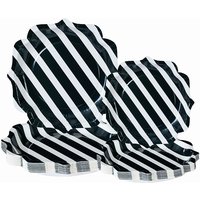 10/25/50pcs Classic Black White Diagonal Striped Paper Plates Disposable for Cocktail & Formal Party Tableware