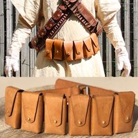 Steampunk Tusken Sand People Leather Belt Pouch Cavalry Bandolier Cartridge Bag Sash Raider Cosplay Costume Accessory Fanny Pack