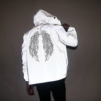 New Men's Full Reflective Waterproof Jackets Casual Women Windbreaker Hip Hop Hooded Autumn Printed Streetwear Night Shiny Coats