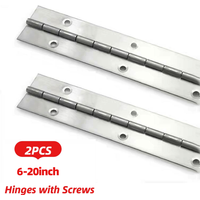 2PCS 6in to 20inch Piano Hinge Stainless Steel Rustproof long Hinge for Cabinet Doors Marine Furniture Wooden Box width 30mm