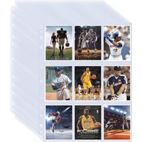 50 Sheets 9 Pocket Single Sided Trading Card Protector Pages 11 Holes Fit 3 Ring Binder Storage Album For TCG Sports Game Cards