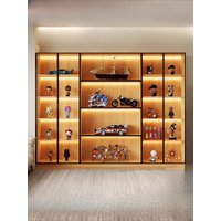 High-end log wind figure display cabinet, living room glass door, dust-proof statue, heightened toy car