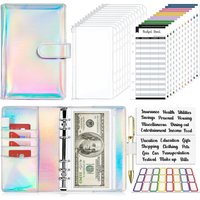 2023 laser Budget Binder Zipper Envelopes Organizer Cash Envelopes for Budgeting Saving Money A6 Planner 6 Pockets Accessories