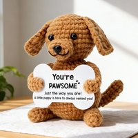 Cute Knitted Puppy Figurine, Perfect Christmas Gift, Adorable Handmade Ornament, Ideal for Holiday Decorations, Unique Present I