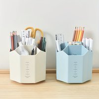5 Hole Rotating Pen Holder Large Capacity Storage Box, Simple Desktop Stationery Organizer for Office School Student Desk