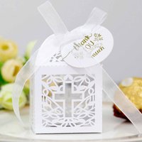 10/20pcs Pearl Paper White Crossing Chocolate Candy Box Angel Baby Shower Gift Box The First Communion Kids Birthday Party Decor
