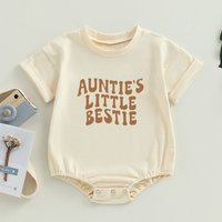 Auntie's Little Bestie Bubble Romper Newborn Baby Girl Boy Clothes Summer Short Sleeve Crewneck Cute Bodysuit Top Outfit