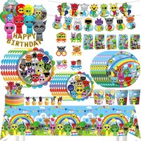82pcs Sprunkis Birthday Party Decorations Game Theme Plate Cup Number Balloon Stickers Glasses Party Favors Party Event Supplies