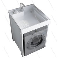 Small Apartment Laundry Cabinet Balcony Integrated Basin Laundry Pool with Rubbing Board Drum Washing Machine Cabinet
