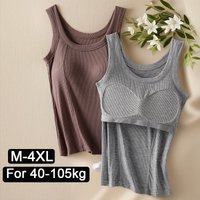 M-4XL For 45-105kg Threaded Cotton Plus Size Camisole Top with Built-in Bra For Women Modal Seamless Underwear Tank Tops