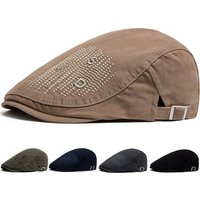 Men Beret Fashion Embroidery Flat Cap Summer Outdoor Sport Visor For Male Solid Color Vintage Cotton Casual Berets Adjustable