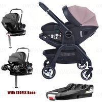High-view kinderwagen 4-in-1 met ISOFIX basis, multifunctionele kinderwagen met autostoelmodus en wiegmodus voor pasgeborenen
