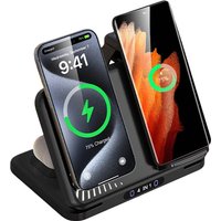4 in 1 Dual Phone Wireless Charger Stand Magnetic Fast Charging For iPhone 17~12 Samsung S25 Xiaomi Airpods Pro Apple Watch 11~2