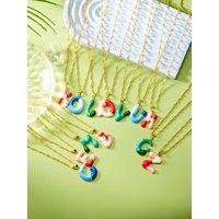 Creative Colorful Enamel Bubble A-Z Letter Pendant Necklace for Women Gold Color Chain Initial Name Choker Jewelry Birthday Gift