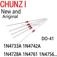 100pcs 1W Zener Diode DO-41 3V 3V3 3V6 3V9 4V3 4V7 5V1 5V6 6V2 6V8 7V5 9V1 10V 47V 51V 75V 1N4733A 1N4742A 1N4728A 1N4761 1N4756