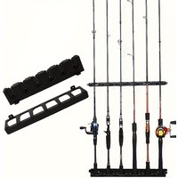 Wall Mounted Fishing Rod Holder, Black ABS Fishing Rod Storage Rack with High-Density Foam Grip for Garage