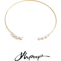 Yhpup Stainless Steel Cubic Zirconia Torques Necklace for Women Summer Delicate Trending Arrivals Aesthetic Golden Jewelry