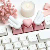 3pcs DIY Original Angel Wings Keycap for Cute Girl Cross-Axis Creative Pink Heart-Like Translucent Mechanical Keyboard Keycap