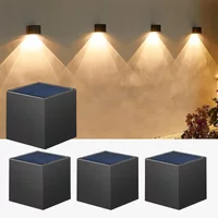 Outdoor Solar Wall Light Square Modern Solar Wall Sconce Lights Waterproof Down Lighting For House Wall Porch Garden Fence Decor