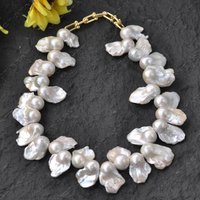 Z13787 Rare 19" 31mm White Baroque Keshi Reborn Pearl Necklace Custom Jewelry