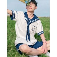 Youthful Naval Style Jk Uniform Set Short Sleeve T-Shirt And Shorts Unisex Campus Student Uniform Lightweight Summer Outfit