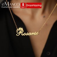 eManco New Personalized Name Stainless Steel Necklace for Women Custom Letters Chain Pendant Choker Jewelry Holiday Gifts