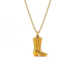Stainless Steel Cowgirl Cowboy Boot Pendant Necklace For Women Western Jewelry Accessories