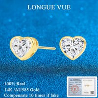 1 Carat Heart Cut Moissanite 14K Gold Earrings for Women Eternity Love Ear Stud Hypoallergenic Ear Piercing Chic Wedding Jewelry