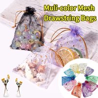 50-200PCS Gold Star Moon Organza Bags Drawstring Pouches for Christmas Wedding Party Candy Bag Jewelry Packing