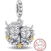 925 Sterling Silver Popular Fashion Highland Cattle Charms Beads DIY Made Into Bracelets High Quality Jewelry Gift For Womens