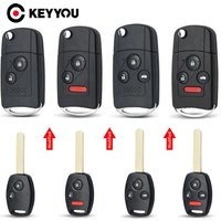 KEYYOU 1PCS Modified Flip Car Key For Honda Accord Civic CRV Pilot 2007 2008 2009 2010 2011 2012 2013 Remote 2/3/4 Buttons Key