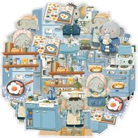 Etori Life 15Pcs Chef Elephant Cute Life Decoration Journal Pattern Pet Stickers Suitable for Laptops, Suitcases, Bicycles, Guitars, Skateboards, DIY Diaries, Handmade Scrapbooks, Office Decoration