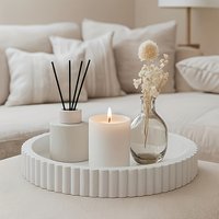 White Round Coffee Table Tray Modern Wave Shaped Decorative Tray Multipurpose Tray for Home Living Room Kitchen Bathroom