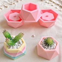 Silicone large hexagonal flowerpot clay mold DIY succulent plant mold candle holder mold, suitable for home garden decoration