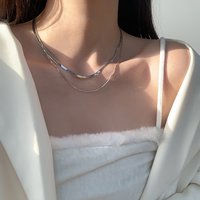 New 925 Sterling Silver Necklace Double Layer Simple Style Styling Women's Personality Choker Birthday Gift Exquisite Jewelry