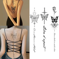 One Butterfly Spine Waterproof Temporary Tattoo, Lasting 1-2 Weeks, Semi-Permanent Tattoo Color, Realistic Fake Tattoo