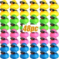 6/12/24/48PC Mini Rubber Ducks Color Sunglasses Sets Duck Toy Rubber Ducks Cute Float Duckies for Party Favors