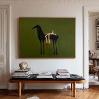 Modern Abstract Western Horse & Figure Wall Art Print Canvas Painting Poster Picture For Living Room,Bedroom Home Decor