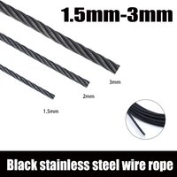 1.5mm/2mm/3mm stainless steel wire rope, 5M/10M/20M/50M/100M black steel cable for hanging clotheslines