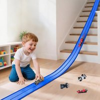 DIY Assembled Soft Track Car with Inertia Return for Kids Rolls Up Portable DIY Racetrack Birthday Gifts for children