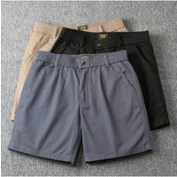 2026 Summer Men's Golf Shorts Pure Cotton Washed Elastic Waist Sports Shorts Man Straight Leg Knee Length Formal Pants Outerwear