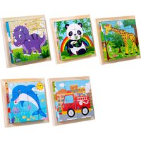 kindergarten Educational toy CRAFTS Cartoon Six Sided Wooden Puzzle Blocks Set Animal Matching Blocks Early education