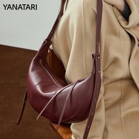 YANATARI Soft leather Dumpling bag leather bag Soft Leather Large Capacity minimalist Crossbody bag women female luxury Fashion