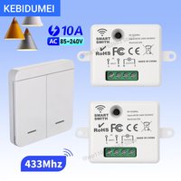 KEBIDUMEI 433MHz RF Smart Light Switch 86 Wall Panel Switch with Remote Control Mini Relay Receiver 220V Home Led Light Lamp Fan