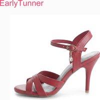 2026 Summer Sexy Red Slingback Sandals for Women High Stiletto Heels Lady Dress Shoes Plus Size 12 32 46 48 Big Small