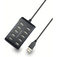 USB 2.0 HUB 10 ports Interface hubsCable Splitter with Switch Power for USB Disk Extender Mouse Keybard Converter Dock Combo
