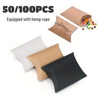50/100PCS Pillow Candy Paper Box Kraft Paper Packaging Box Used For Candy Jewelry Gifts Wedding Party Decorations Equipped