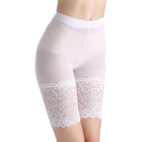 Women's Ice Silk White Safety Shorts Under Skirt Anti Slip Thin Lace Underwear Plus Size Non Roll Hem Wear Alone