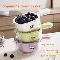 Double Layer Dopamine Drainage Basket Household Cartoon Vegetable Washing Basket Kitchen Fruit Dish Vegetable Basket